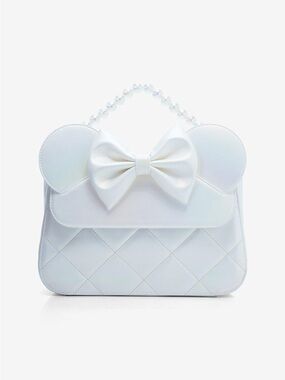 NWT Loungefly Minnie Mouse Iridescent White Interchangeable Bow Crossbody